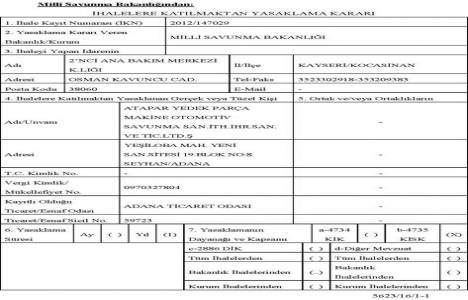 Milli Savunma Bakanlığı 17 firmaya ihalelere katılma yasağı verdi!