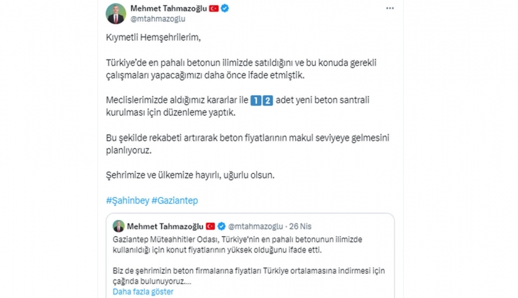Gaziantep Şahinbey Belediye Başkanı nın çimentoculara verdiği süre doldu: 12 yeni beton santrali için düğmeye bastı!