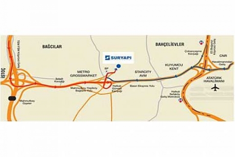 Suryapı'nın Güneşli Projesi'nin satış ofisine nasıl gidilir