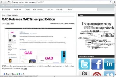  GAD Mimarlık, Gad Times IPAD aplikasyonu yayınladı!