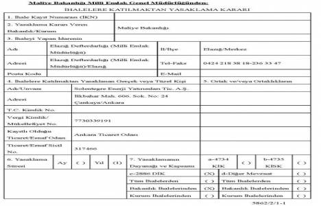 Maliye Bakanlığı 4 firma ve 2 şahıs için ihalelere katılma yasağı aldı!
