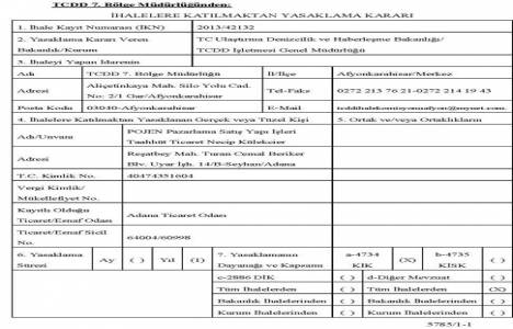 Projen Pazarlama Satış şirketinin ihalelere katılması yasaklandı!