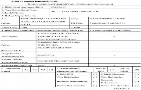 Milli Savunma Bakanlığı 17 firmaya ihalelere katılma yasağı verdi!