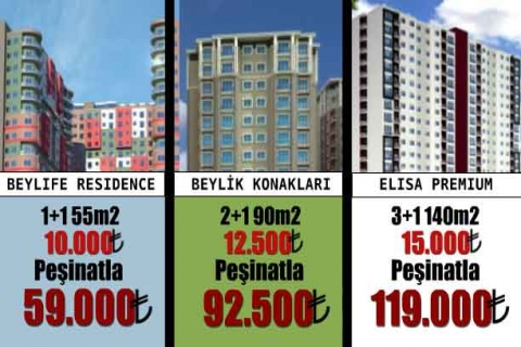 Osmanlı Yapı İnşaat'tan Beylife'ta 59 bin TL'ye konut! Peşinat 3 taksitle!