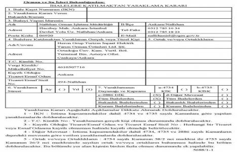 Heron Grup Turizm İnşaat hakkında ihalelere katılmaktan yasaklama kararı!