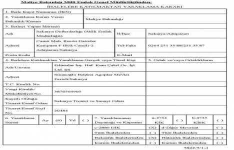 Maliye Bakanlığı 4 firma ve 2 şahıs için ihalelere katılma yasağı aldı!