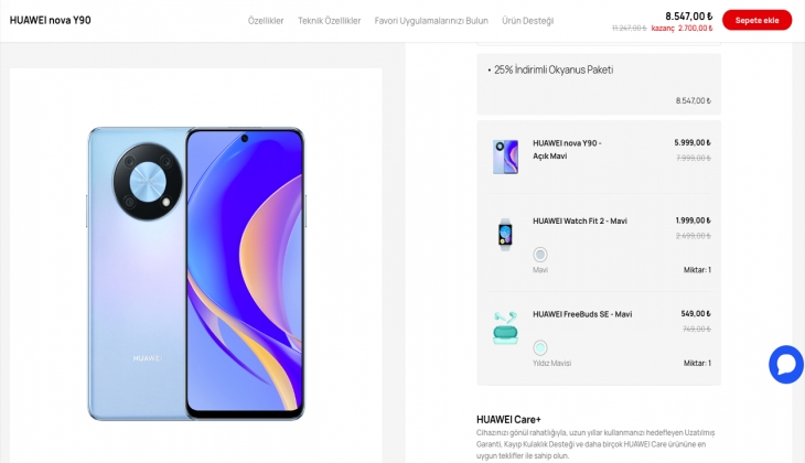 HUAWEI nova Y90, Watch Fit 2, FreeBuds SE’den oluşan Okyanus Paketi yüzde 25 indirimli! İşte 12 Eylül 2022 fiyatları 