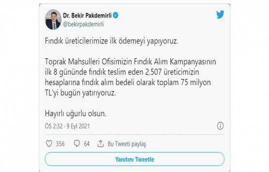 Bakan Bekir Pakdemirli den müjdeli haber geldi! İlk ödeme bugün!