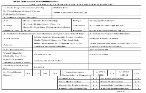MNK Havacılık İnşaat Emlak şirketine ihalelere katılma yasağı kararı!