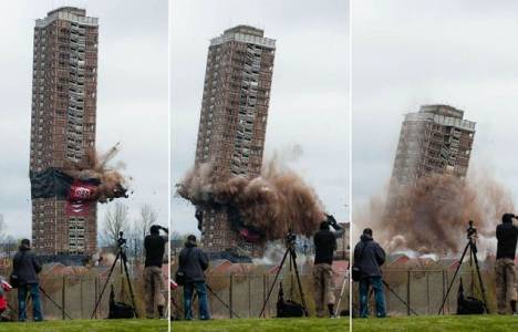 İskoçya'daki 30 katlı bina 88 kilo patlayıcıyla yıkıldı!