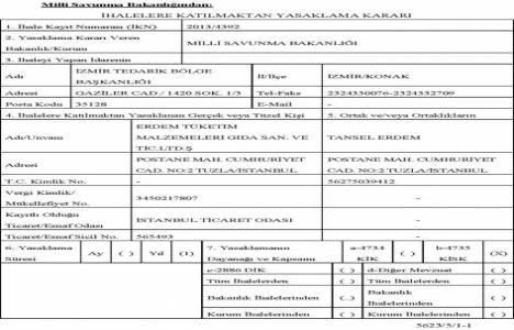 Milli Savunma Bakanlığı 17 firmaya ihalelere katılma yasağı verdi!