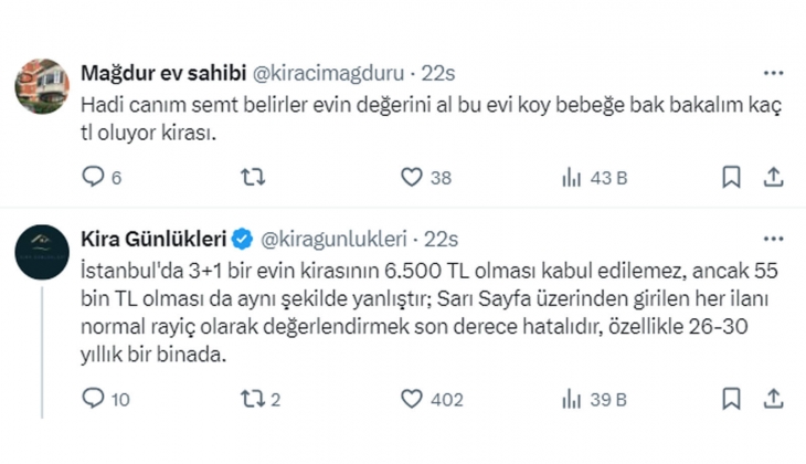 Yüzde 25 zam sınırına takılan ev sahiplerinin mağduriyeti bitmedi: Yan apartmanda kira 55 bin TL, benim aldığım 6.500 TL