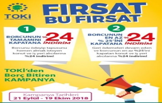 7 maddede TOKİ yüzde 24 indirim kampanyası 2018!