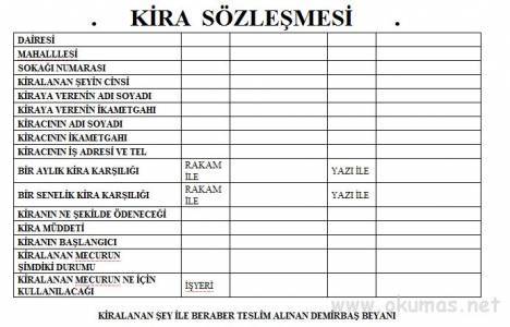 Daire kira kontrat örneği!