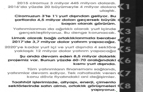 Limak 2017 de dolar bazında yüzde 20 büyüyecek!