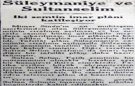 1944 yılında Süleymaniye ve Sultan Selim semtlerinin imar planı hazırlanmış!
