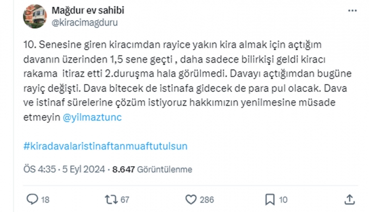 Mağdur ev sahibi: 1.5 sene önce dava açtım, 2 nci duruşma hala görülmedi! Dava ve istinaf sürelerine çözüm istiyoruz!