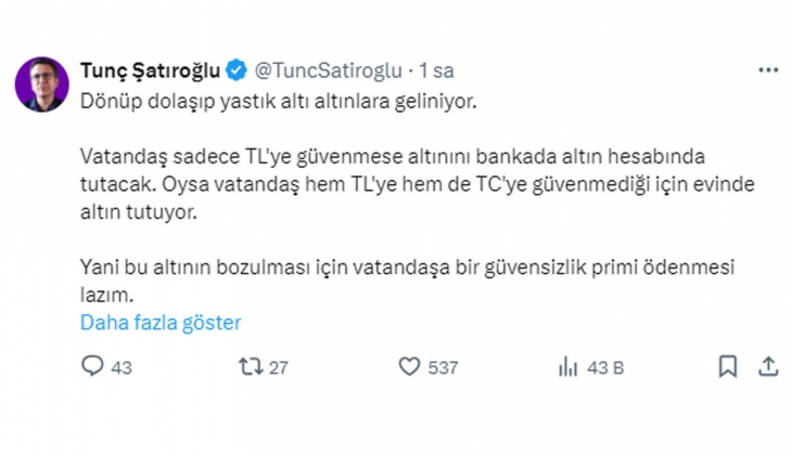 Ekonomistten evdeki altınları konuta çevirecek model uyarısı: Altınların bozulması için vatandaşa prim ödenmeli!