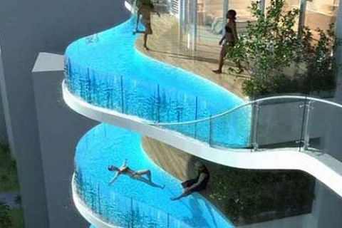 Hindistan'da inşa edilecek iki gökdelenin balkonunda yüzme havuzları!