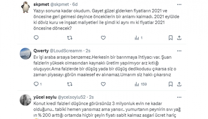 Faizler düşünce konut fiyatları fırlamaz: 2021 Eylül ün bile gerisine düşer!