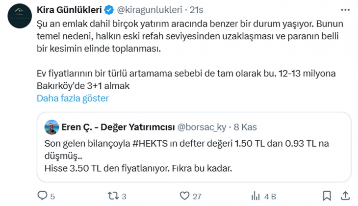 Konut fiyatlarında alıcıya göre fiyatlarda artış ve düşüş olmak zorunda!