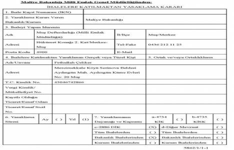 Maliye Bakanlığı 4 firma ve 2 şahıs için ihalelere katılma yasağı aldı!