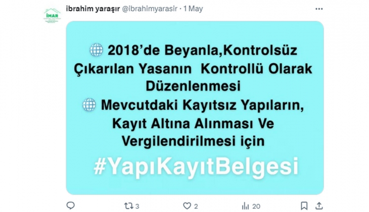 İmar Yasasına Takılanlar Derneği: Meclis e sunulan teklif güvenli binaların kayıt altına alınmasını kapsıyor!