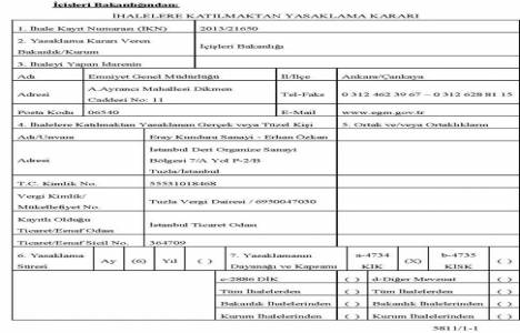 İçişleri Bakanlığı 3 firma için ihalelere yasaklama kararı aldı!