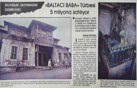 1982 yılında Baltacı Baba Türbesi 5 milyon liraya satılacakmış!