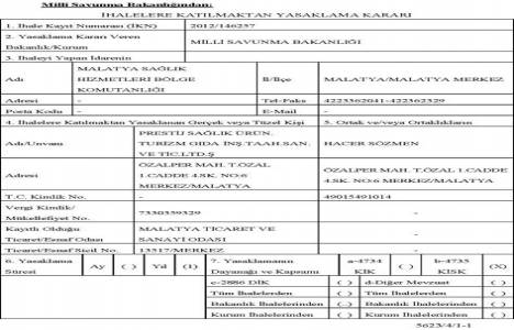 Milli Savunma Bakanlığı 17 firmaya ihalelere katılma yasağı verdi!