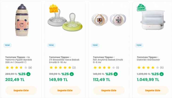 E-bebek ten tüm Tommee Tippee ürünlerinde net yüzde 25 indirim fırsatı! İşte 16 Eylül 2022 fiyat listesi