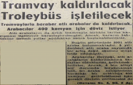 1957 yılında tramvaylar kaldırılacak yerine troleybüs işletilecekmiş!