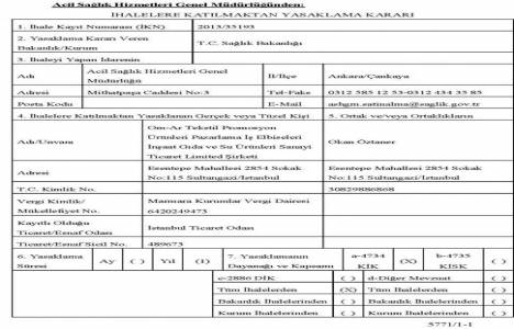 Om Ar Ticaret Limited Şirketi ne ihalelere katılma yasağı!