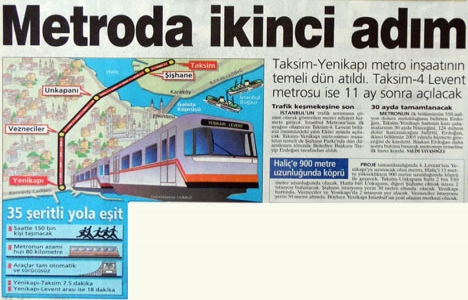1998 yılında Taksim-Yenikapı metro inşaatının temeli atılmış!