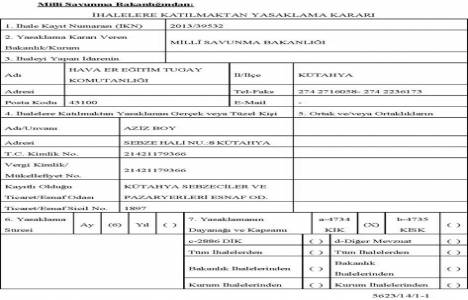 Milli Savunma Bakanlığı 17 firmaya ihalelere katılma yasağı verdi!
