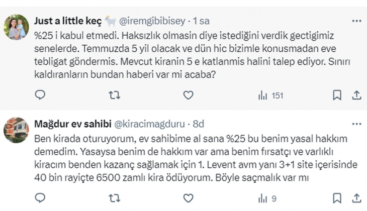 Kiracılara soruldu: Ev sahibiniz kira zammı yaparken yüzde 25 sınırına uydu mu?