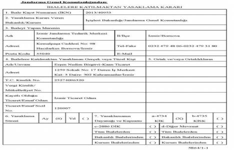 Erşen Nedim Birgüvi ve Kaan Ticaret ihalelere katılma yasağı!