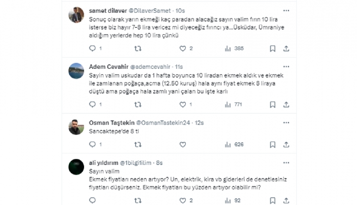 İstanbul Valisi Davut Gül açıkladı! Fahiş fiyatla ekmek satan 822 işletme tespit edildi!