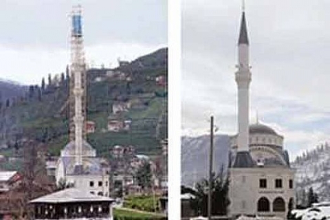 Rize'nin Güneysu ilçesinin Dumankaya köyündeki camiye Tayyip Erdoğan ayarı!