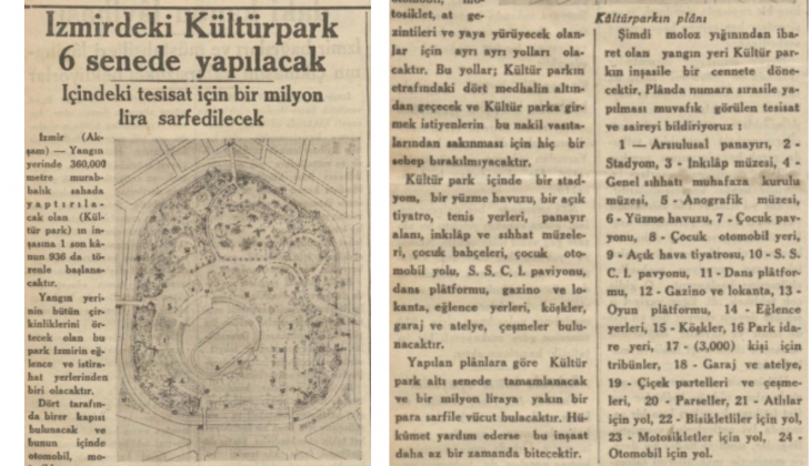 İzmir deki Kültürpark 1936 yılında 1 milyon TL ye mal olmuş!