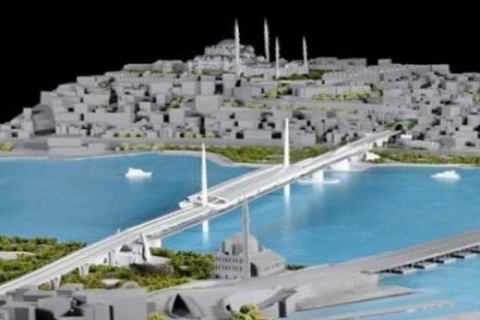 Metro geçiş köprüsünün çelik ayakları Haliç'e geldi!