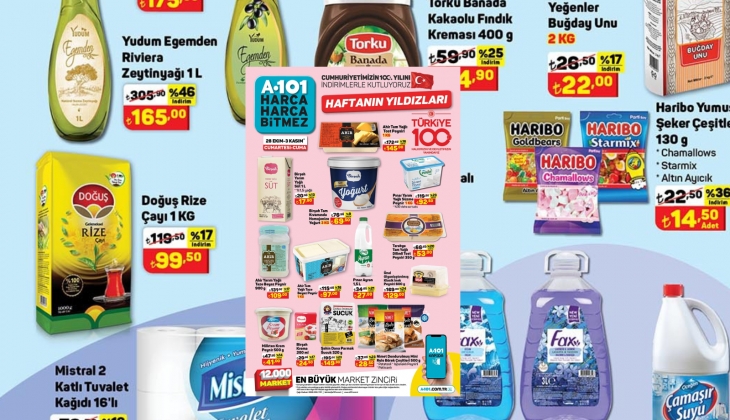 A101 resmen duyurdu: Doğuş Rize Çayı 1 Kg 99,50 TL'ye, Çamaşır Suyu 3,74 Litre 33,25 TL'ye düştü!