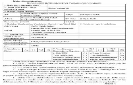 İçişleri Bakanlığı 5 firma ve 1 şahısa ihalelere katılma yasağı verdi!