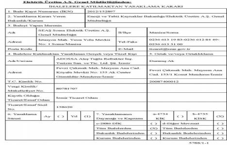 Adossa Ateş Tuğla şirketinin ihalelere katılması yasaklandı!