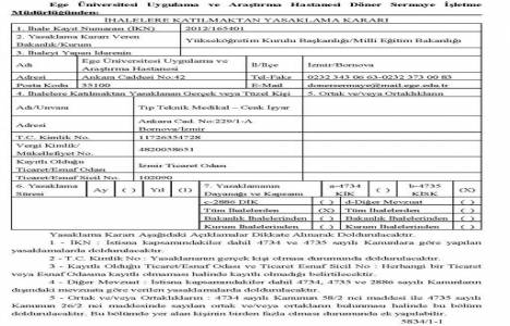 Ege Üniversitesi Tıp Teknik Medikal e ihalelere katılma yasağı verdi!