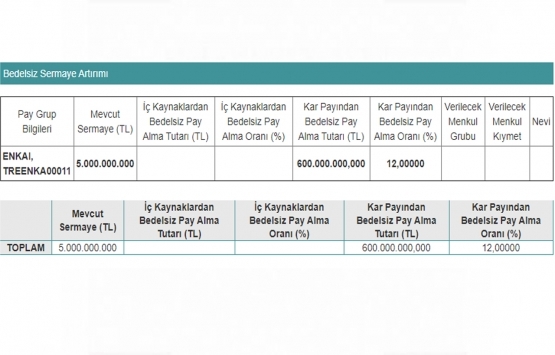 Enka İnşaat sermayesini 5 milyar 600 milyon TL ye çıkardı!