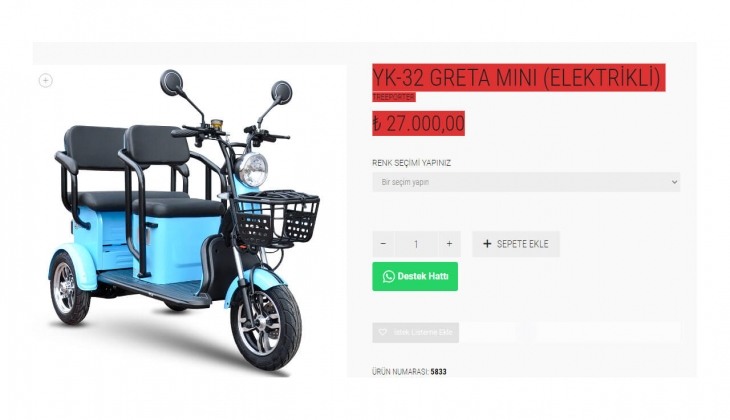 Elektirikli ve 3 tekerlekli Yuki Greta Mini nin fiyatı güncellendi! İşte 26 Mayıs 2022 fiyat listesi...