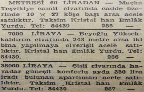 1947 yılında Mecidiyeköy de 6.000 metrekare arsa 1.400 liraya satılacakmış!
