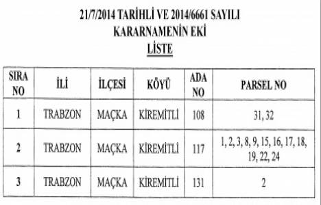 Trabzon Maçka Kiremitli Köyü nde acele kamulaştırma kararı!