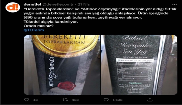 Zeytinyağı diye satılan markadan soya yağı ve ayçiçek yağı çıktı! İçinde bir gram zeytinyağı yok
